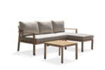 Modern Outdoor Chaise Sofa Set with Wood Grain Finish & Square Coffee Table 52551 - Image 2
