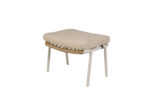 handwoven round rattan and aluminum frame footstool