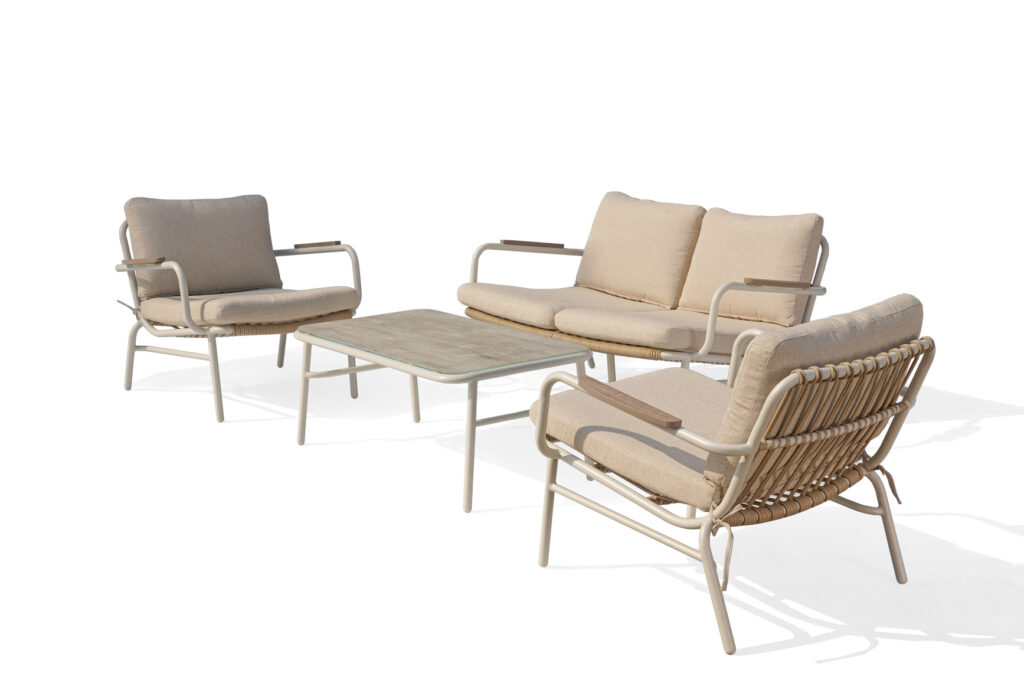 Handwoven coarse round rattan with a natural appearance