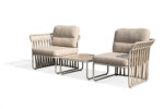 Modern Outdoor Lounge Chair Set with Woven Strap Detail 53200