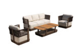 Outdoor sofa set with twisted rope weaving and comfortable cushions