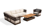 Outdoor Rope Corner Sofa Set with Deep Cushions and Aluminum Frame 53774