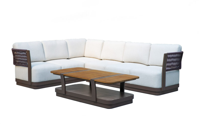 53774 outdoor rope sofa set with aluminum frame and deep cushions