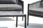 Contemporary patio lounge furniture with aluminum frame and woven rope details