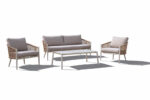 Modern twisted rope aluminum outdoor sofa set with grey cushions