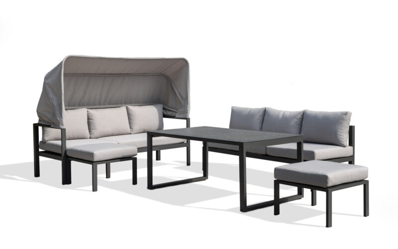 51511 adjustable aluminum outdoor sofa set with canopy and Textilene seating