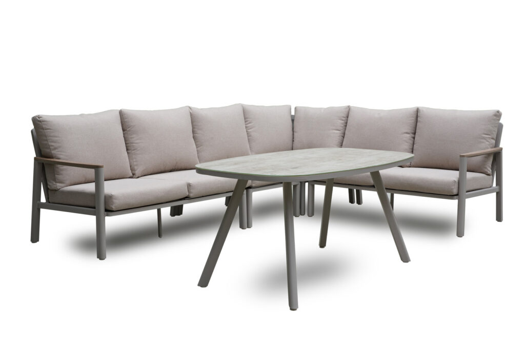 52555 outdoor modular corner dining sofa set with tunnel aluminum frame and Textilene