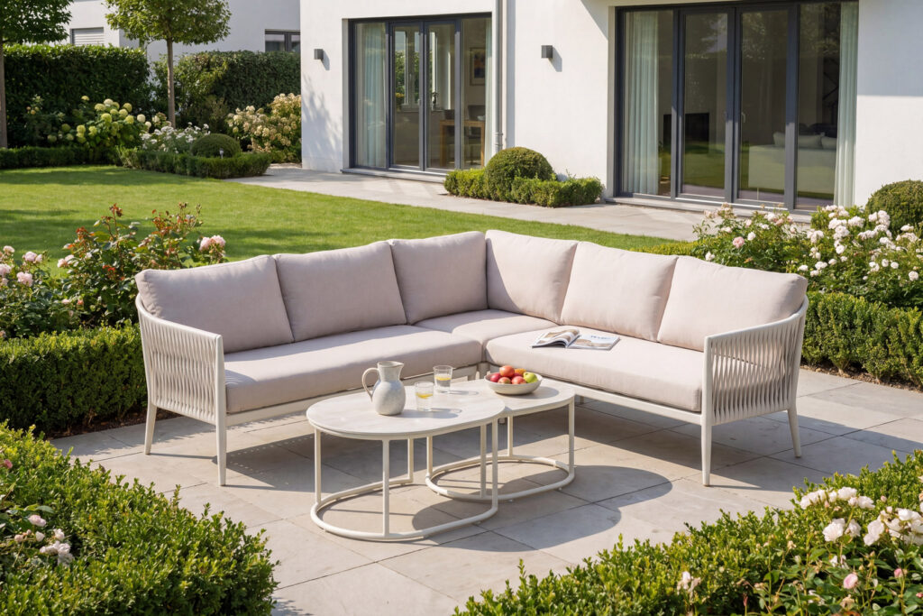 Handwoven wide PE wicker texture outdoor sofa