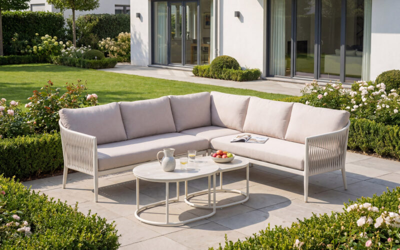 Handwoven wide PE wicker texture outdoor sofa