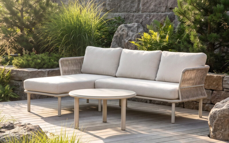 54201 chaise lounge sofa with printed tempered glass table