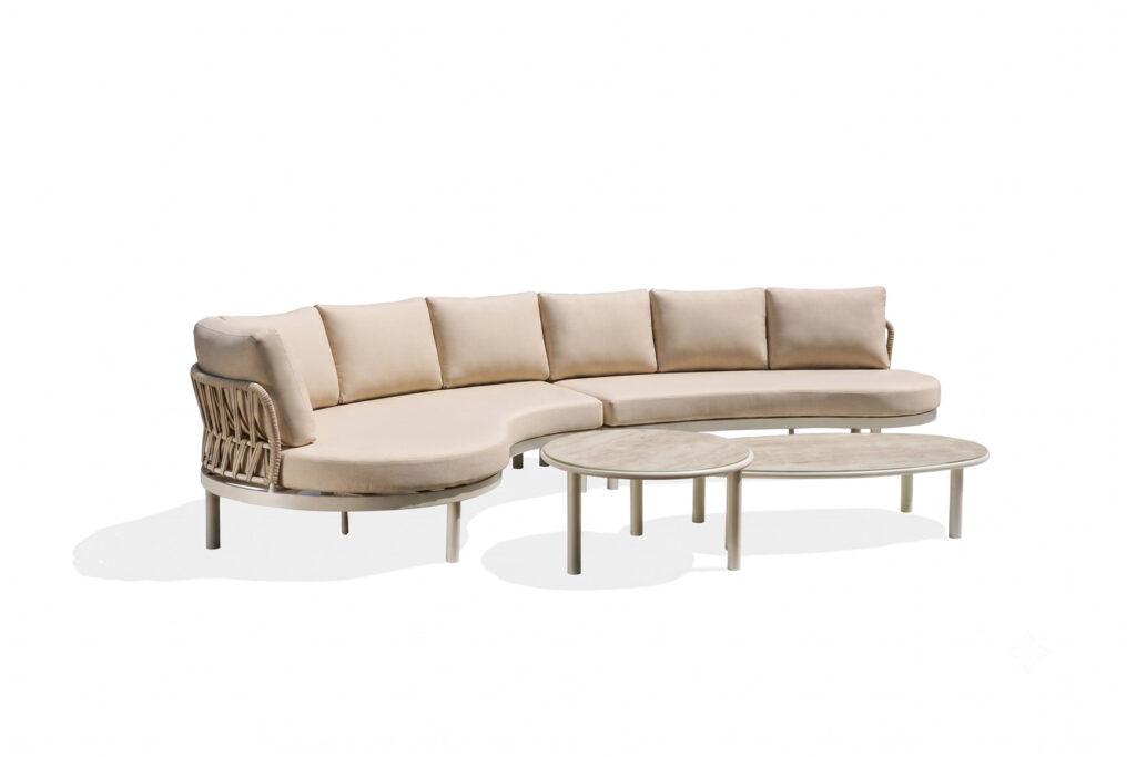 54205 modern outdoor sofa set with wide webbing weaving