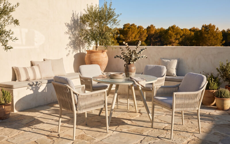 63311 baseball bat leg PE wicker aluminum outdoor dining chair