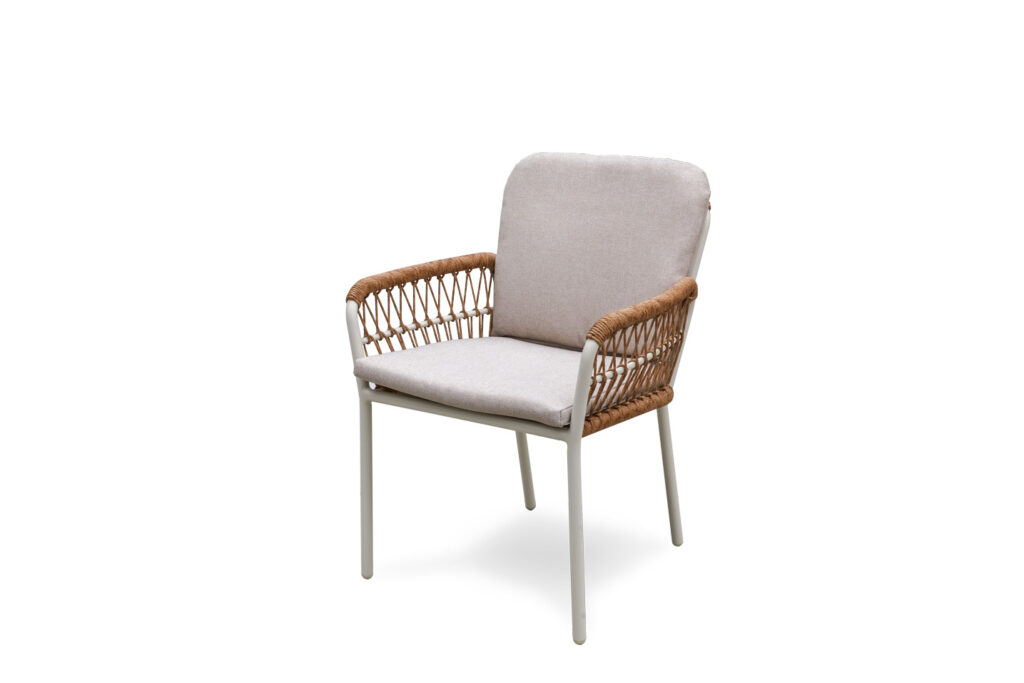 64221 commercial outdoor rope woven dining chair with aluminum frame