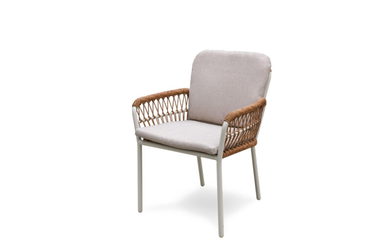 64221 commercial outdoor rope woven dining chair with aluminum frame