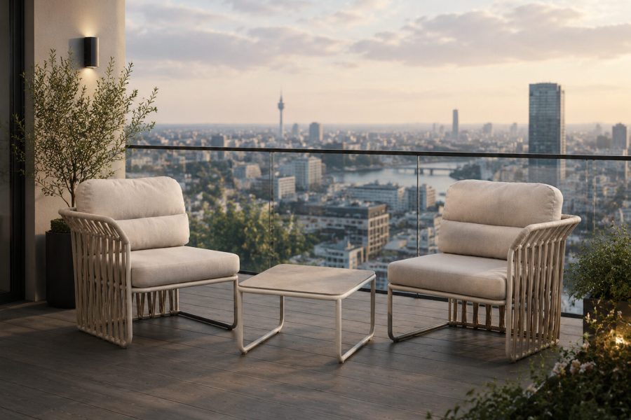 53200 modern outdoor lounge chair set with woven strap detail