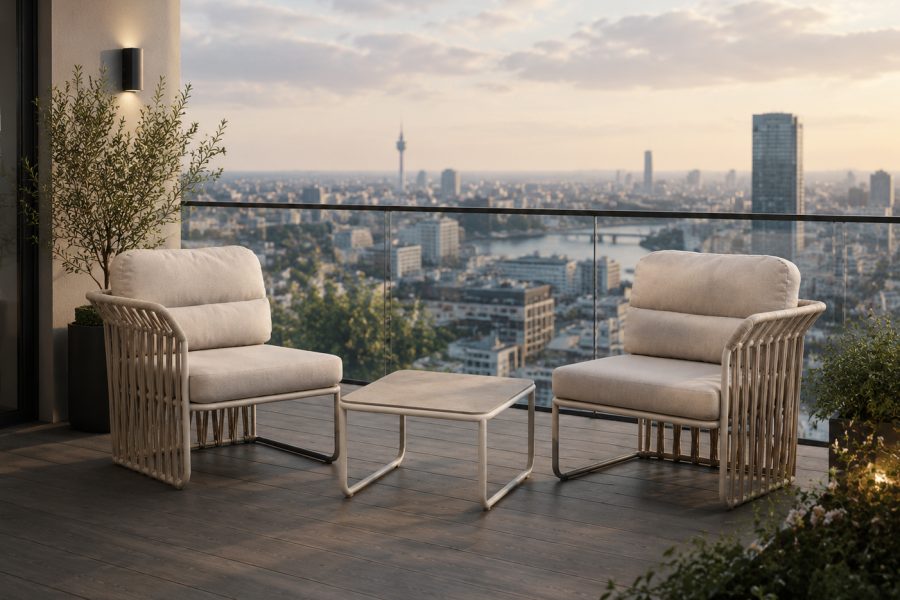 53200 modern outdoor lounge chair set with woven strap detail